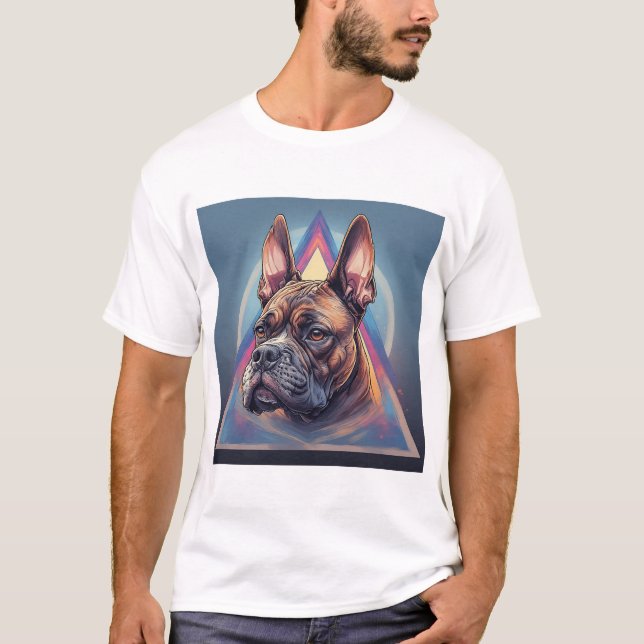 Boxer Dog with Geometric Background T-Shirt (Front)