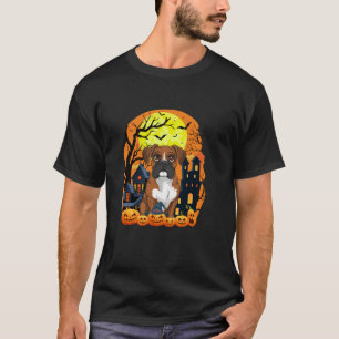 Boxer Dog With Pumpkins Funny Scary Halloween Part T-Shirt