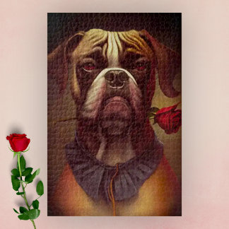 Boxer Dog with Rose Jigsaw Puzzle | 1,014 Pcs