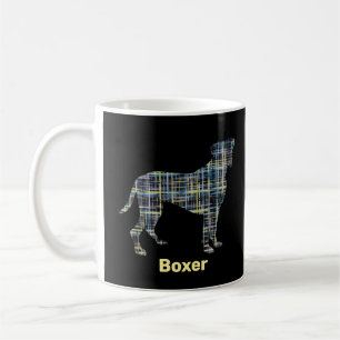 Boxer Dog Yellow & Black Grid Lines Coffee Mug