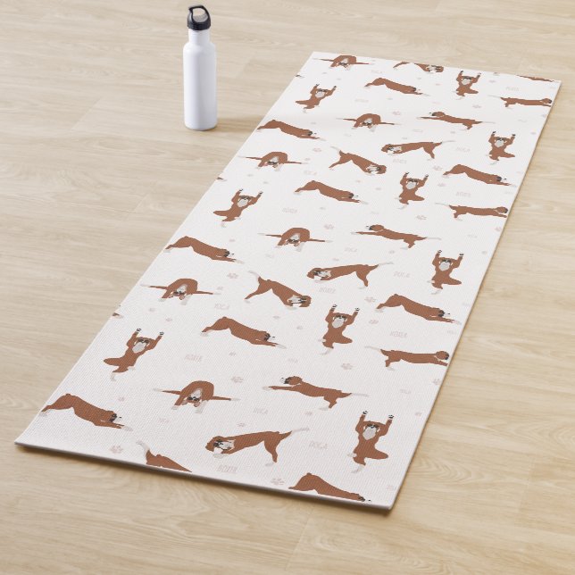 Boxer dog yoga pose yoga mat (In Situ)