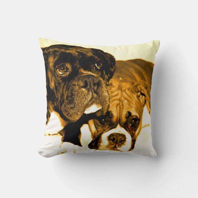 Boxer dogs American MoJo Throw Pillow (Front)