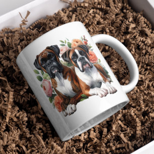 Boxer Dogs Amongst The Flowers Coffee Mug