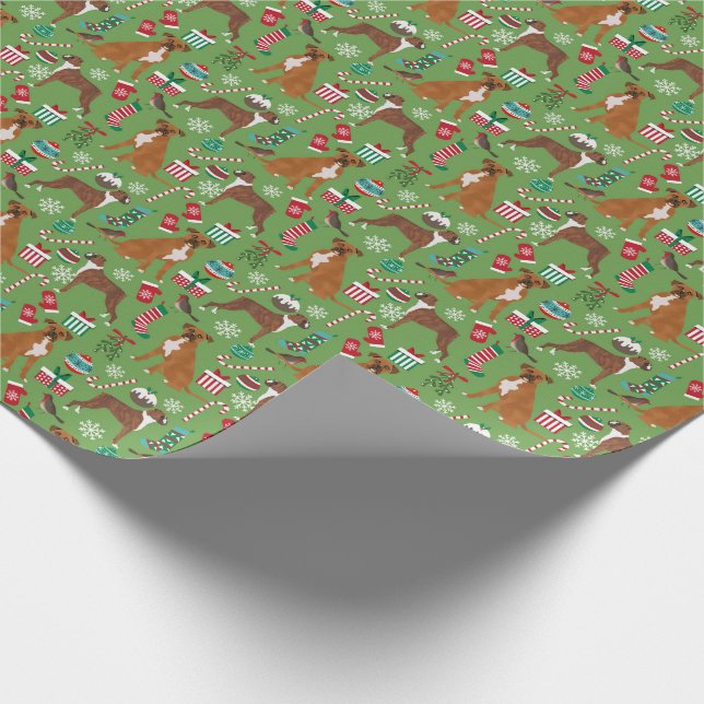 Boxer Dogs Christmas Gift Wrap (Corner)