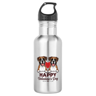 Boxer Dogs Happy Valentines Day Vintage 532 Ml Water Bottle