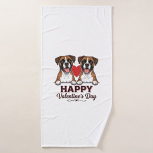 Boxer Dogs Happy Valentines Day Vintage Bath Towel