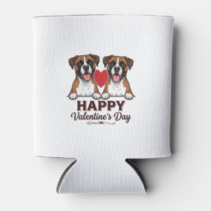 Boxer Dogs Happy Valentines Day Vintage Can Cooler