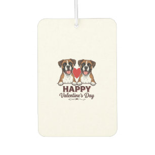 Boxer Dogs Happy Valentines Day Vintage Car Air Freshener