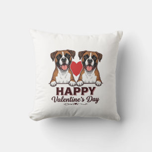 Boxer Dogs Happy Valentines Day Vintage Cushion
