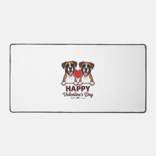 Boxer Dogs Happy Valentines Day Vintage Desk Mat
