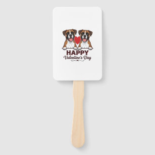 Boxer Dogs Happy Valentines Day Vintage Hand Fan