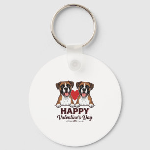Boxer Dogs Happy Valentines Day Vintage Key Ring