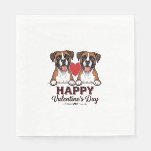 Boxer Dogs Happy Valentines Day Vintage Napkin