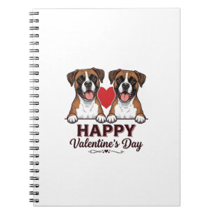 Boxer Dogs Happy Valentines Day Vintage Notebook
