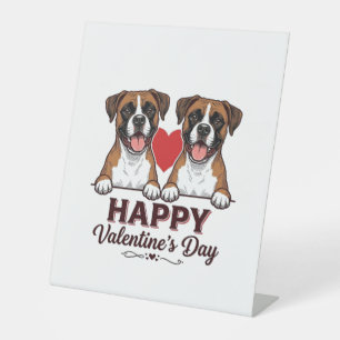 Boxer Dogs Happy Valentines Day Vintage Pedestal Sign
