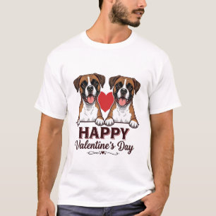 Boxer Dogs Happy Valentines Day Vintage T-Shirt
