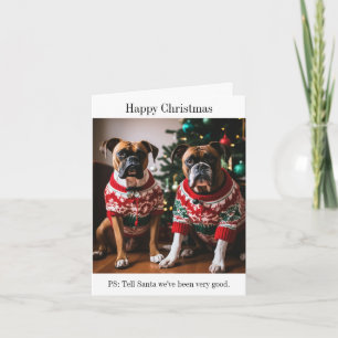 Boxer Dogs in Christmas Sweaters Card