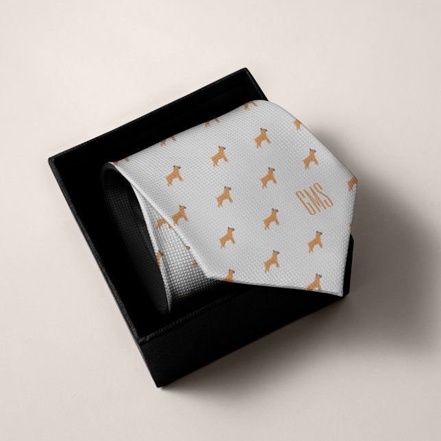 Boxer Dogs Pattern Monogrammed Tie (Creator Uploaded)