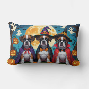 Boxer Dogs Pumpkin Halloween Funny Lumbar Cushion