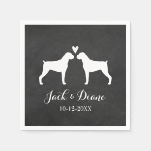 Boxer Dogs Wedding Couple with Custom Text Napkin