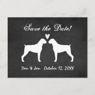 Boxer Dogs Wedding Save the Date Announcement Postcard