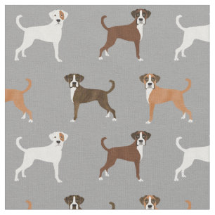 Boxer dogs with tails grey fabric