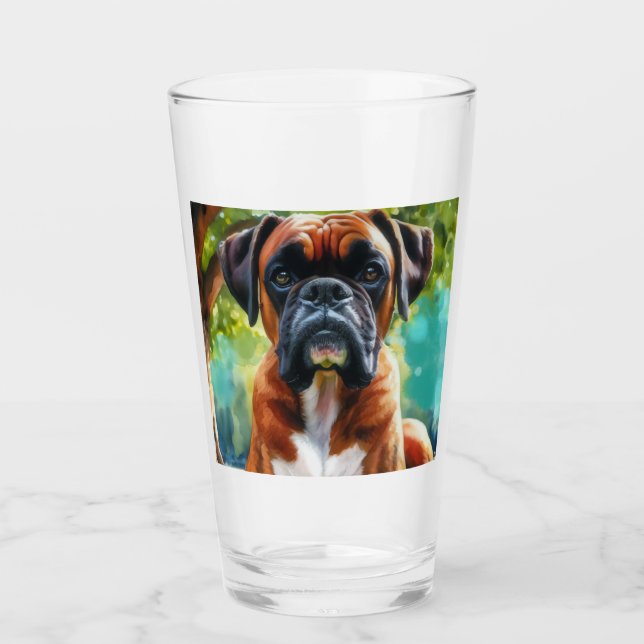 Boxer Dog🐾Wiggle Butts & Tail Wags Glass (Front)