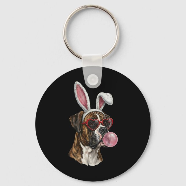 Boxer Easter Bunny Dog Lover  Key Ring (Front)