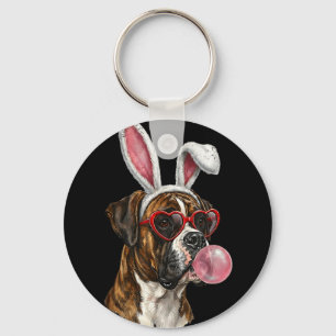 Boxer easter bunny dog lover  key ring