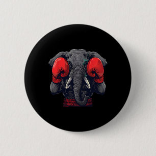 Boxer Elephant With Boxing Gloves Kickboxing Funny 6 Cm Round Badge