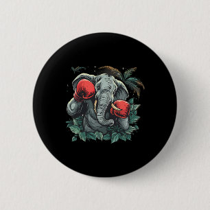 Boxer Elephant With Boxing Gloves Kickboxing Funny 6 Cm Round Badge