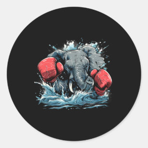 Boxer Elephant With Boxing Gloves Kickboxing Funny Classic Round Sticker