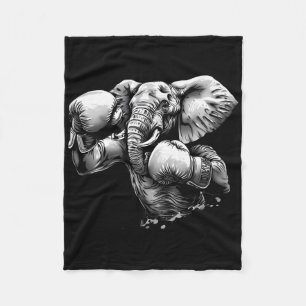 Boxer Elephant With Boxing Gloves Kickboxing Funny Fleece Blanket