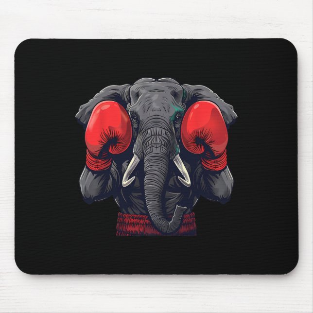 Boxer Elephant With Boxing Gloves Kickboxing Funny Mouse Mat (Front)