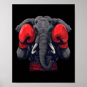 Boxer Elephant With Boxing Gloves Kickboxing Funny Poster