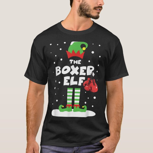 Boxer Elf Matching Group Family Holiday Xmas Costu T-Shirt (Front)