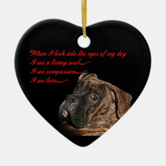 Boxer: Eyes of my dog Ceramic Tree Decoration (Front)
