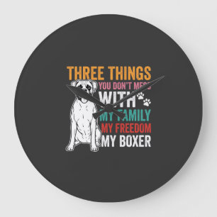 Boxer Family Freedom Dog Lover Large Clock