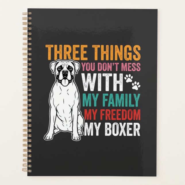 Boxer Family Freedom Dog Lover Planner (Front)