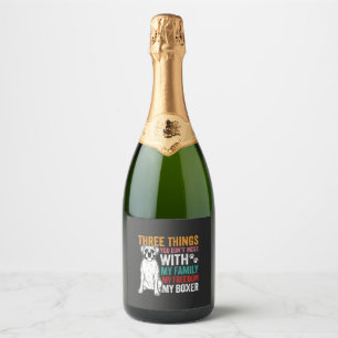 Boxer Family Freedom Dog Lover Sparkling Wine Label