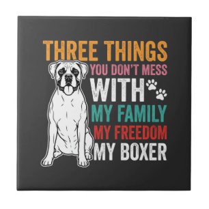 Boxer Family Freedom Dog Lover Tile