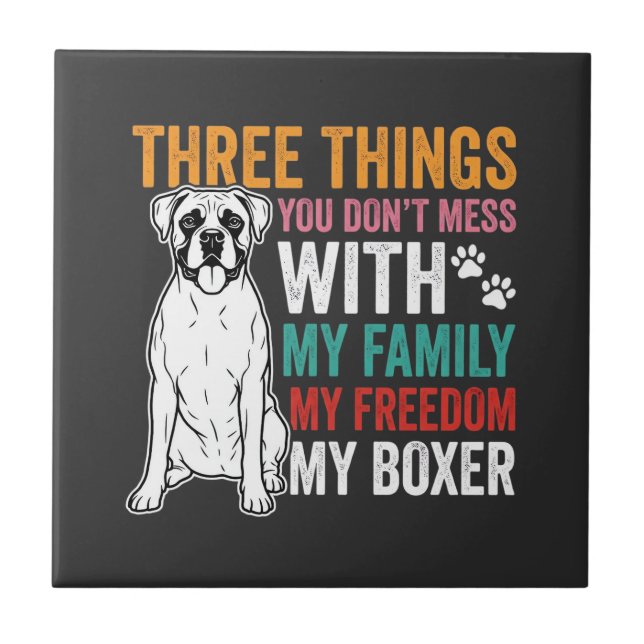 Boxer Family Freedom Dog Lover Tile (Front)