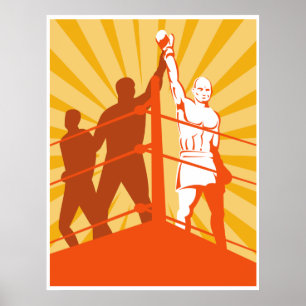 boxer fighter winning championship poster