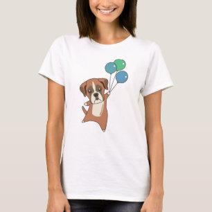 Boxer Flies Balloons Up Sweet Animals Dogs T-Shirt