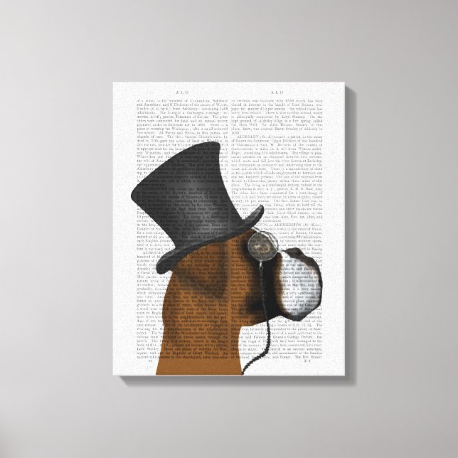Boxer, Formal Hound and Hat Canvas Print (Front)