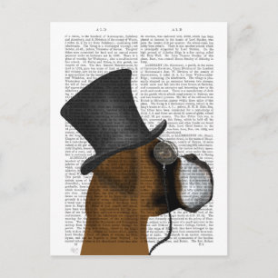 Boxer, Formal Hound and Hat Postcard