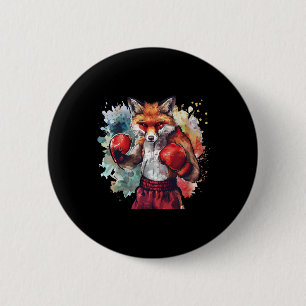 Boxer Fox With Boxing Gloves Kickboxing Funny Boxi 6 Cm Round Badge