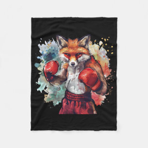 Boxer Fox With Boxing Gloves Kickboxing Funny Boxi Fleece Blanket