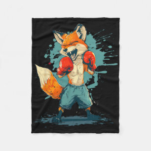 Boxer Fox With Boxing Gloves Kickboxing Funny Boxi Fleece Blanket