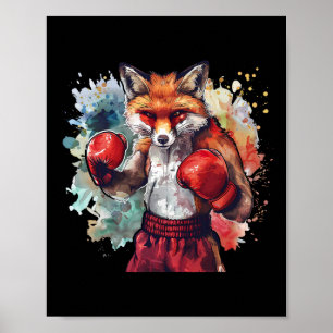 Boxer Fox With Boxing Gloves Kickboxing Funny Boxi Poster
